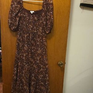 Francesca's Collections Brown Floral Dress